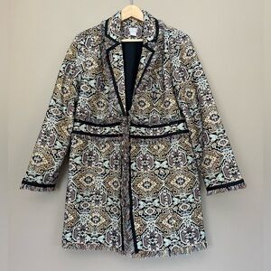 {Chico's} Jacquard Topper Jacket with Fringe Detail - Womens Large (12/14)